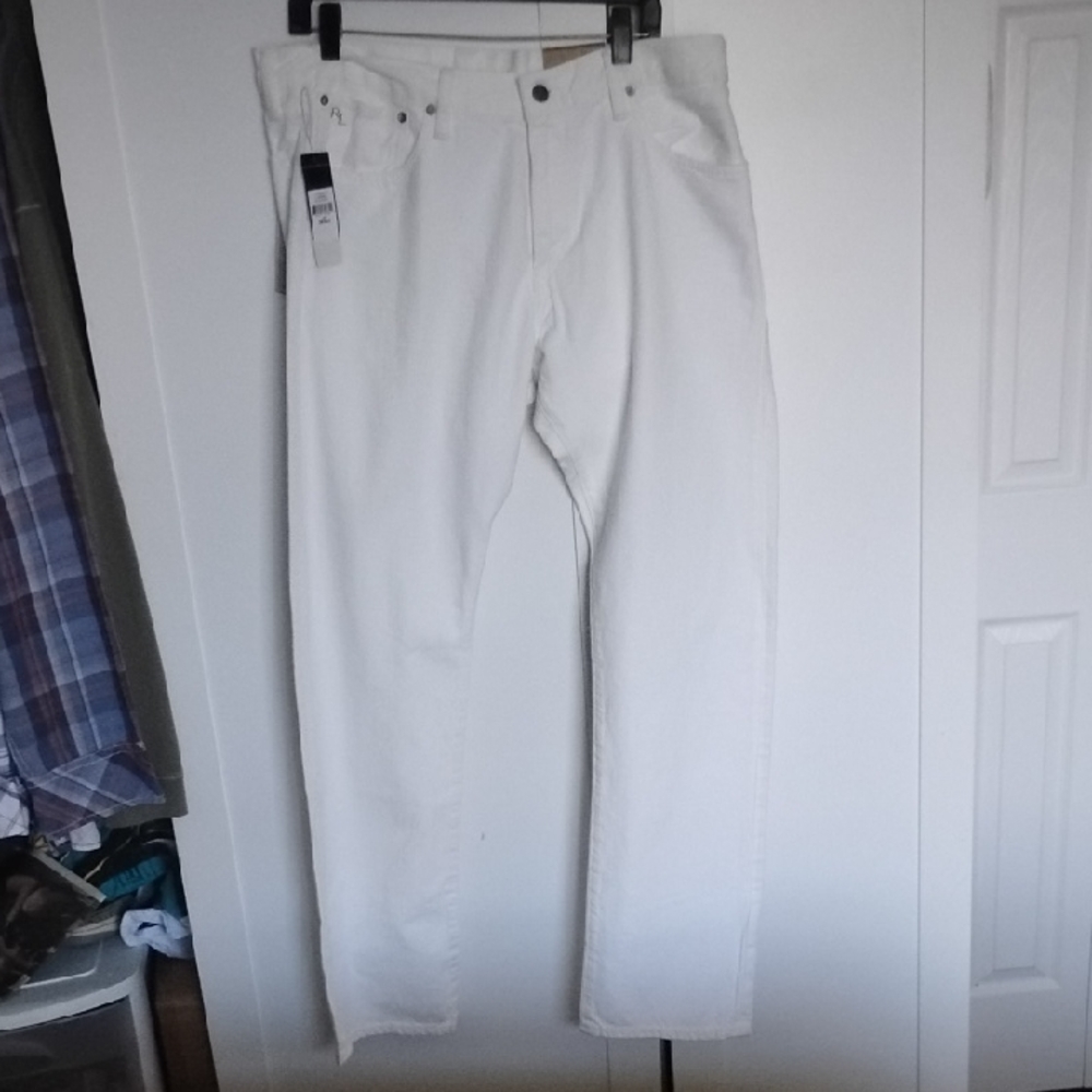 NWT Polo Ralph Lauren 36x32 Men's Crisp White Straight Jeans